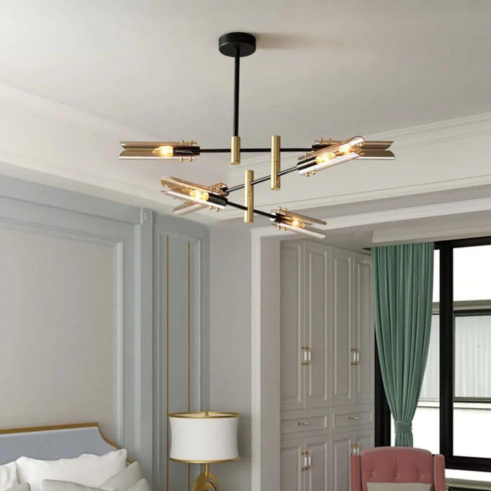 Candelabru de lux cu ramuri și lumină rotativă pentru masa din sufragerie | boxzora
