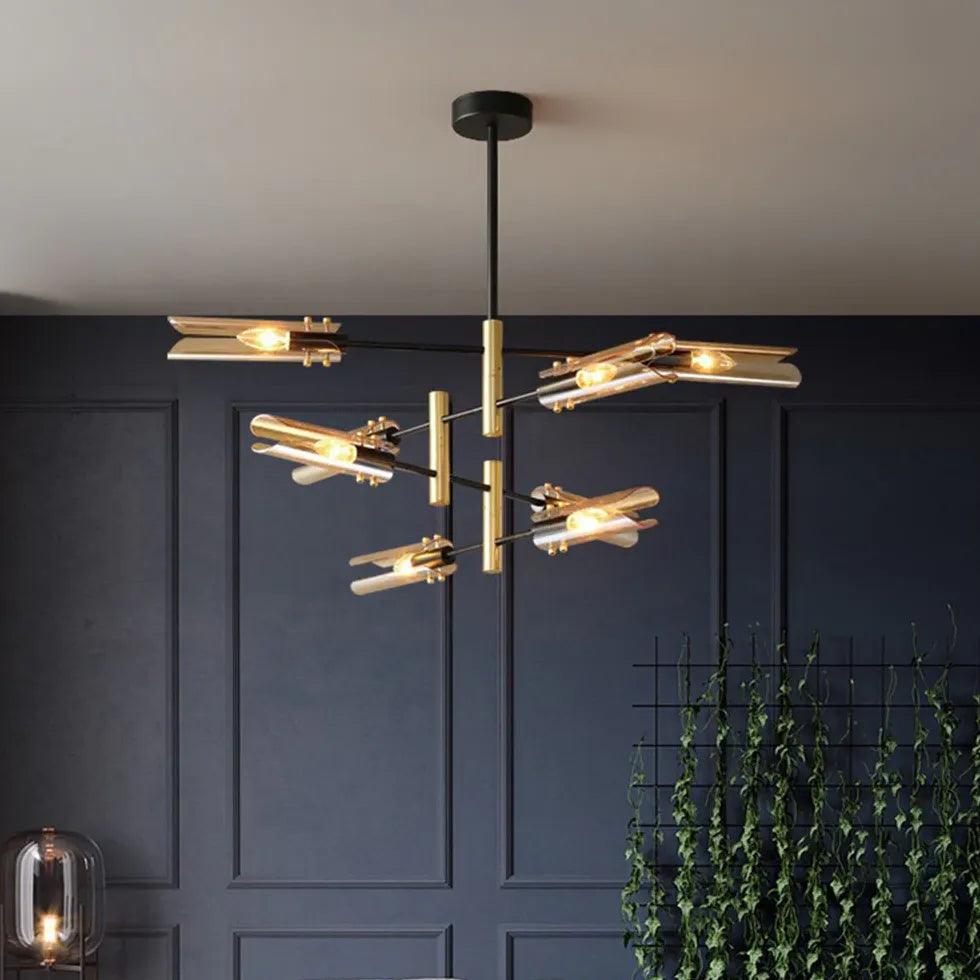 Candelabru de lux cu ramuri și lumină rotativă pentru masa din sufragerie | boxzora