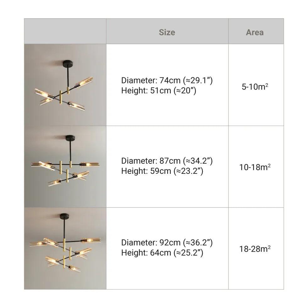 Candelabru de lux cu ramuri și lumină rotativă pentru masa din sufragerie | boxzora
