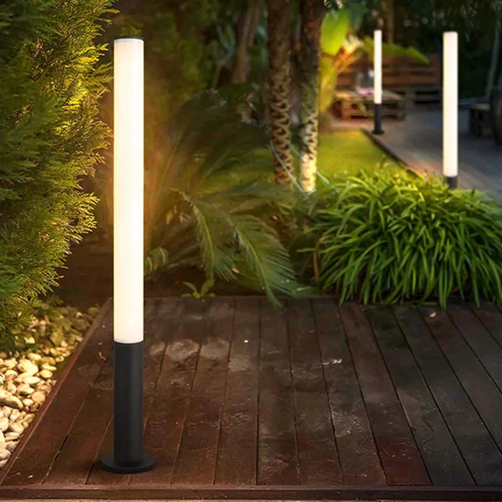 Borne lumineuse cylindrique étanche pour jardin | boxzora