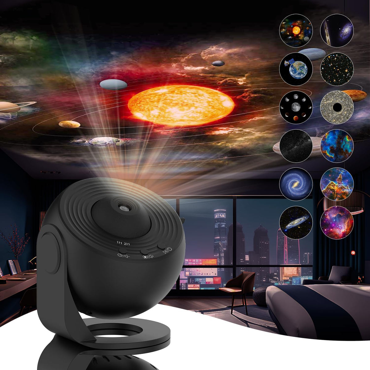 Proiector de planetariu 360° — setări reglabile pentru luminozitate și culoare