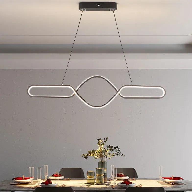 Minimalistyczna czarna liniowa lampa wisząca do jadalni | boxzora