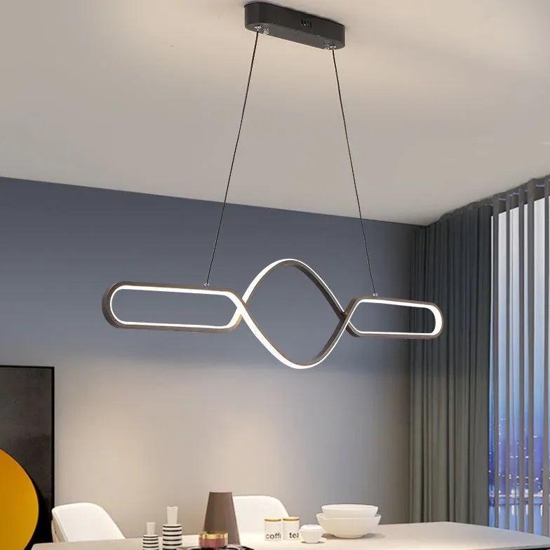 Minimalistyczna czarna liniowa lampa wisząca do jadalni | boxzora