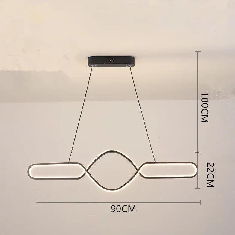 Candeeiro suspenso linear preto minimalista para sala de jantar | boxzora