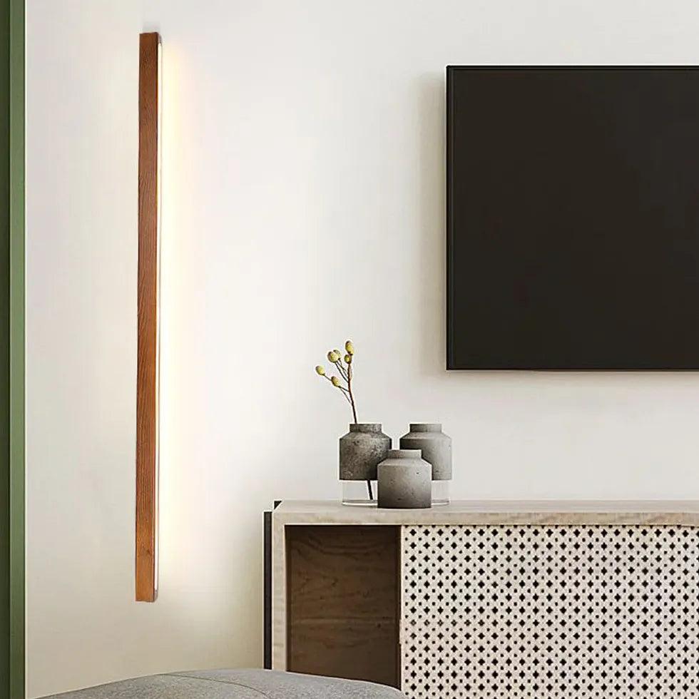 Minimalistische lineaire witte houten wandlamp | boxzora