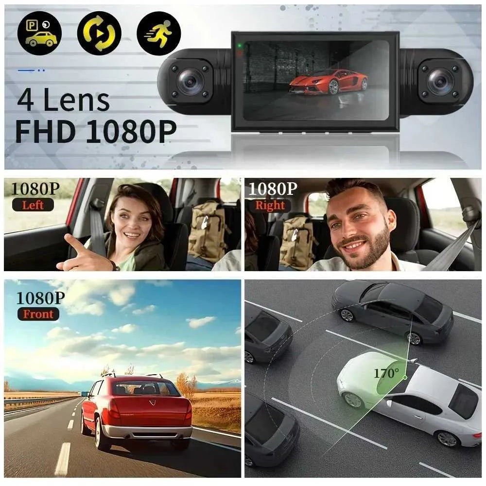 DashGard Pro CX360 كاميرا سيارة 360° — مسجل قيادة بدقة Full HD، رؤية ليلية، مراقبة أثناء الوقوف