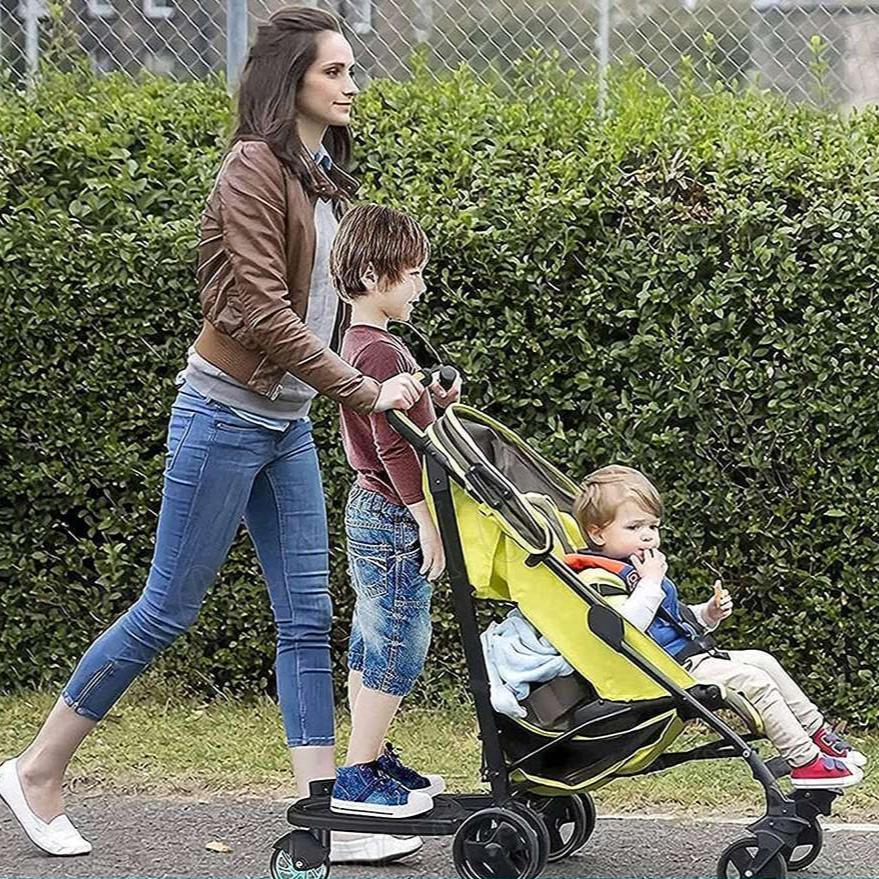 Kinderwagen-Trittbrett-Sitz-Steh-Verbindungselement – 360°-Schwenkräder, werkzeugfreie Montage