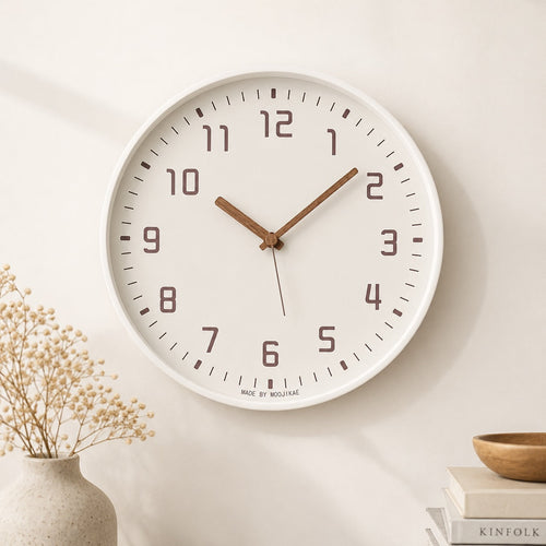 30-cm-Wanduhr aus Bambusholz – rundes Zifferblatt, geräuschloses Quarzwerk