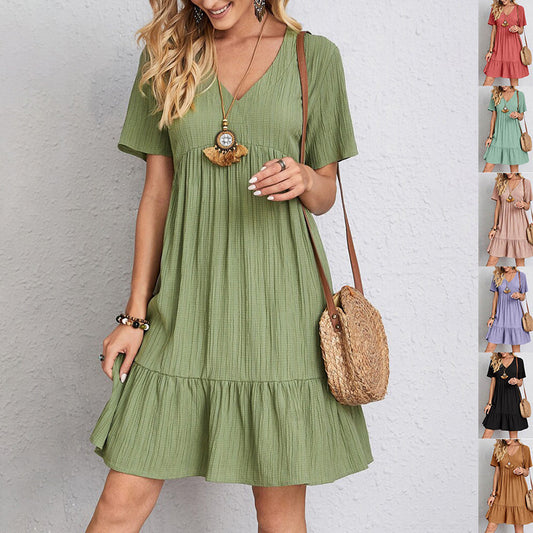 Robe d'été à col V - Légère, Élégante & Ultra-Féminine