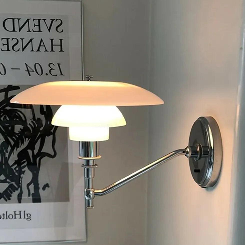 Moderne hvite innendørs vegglamper i metall med flere glasslag | boxzora