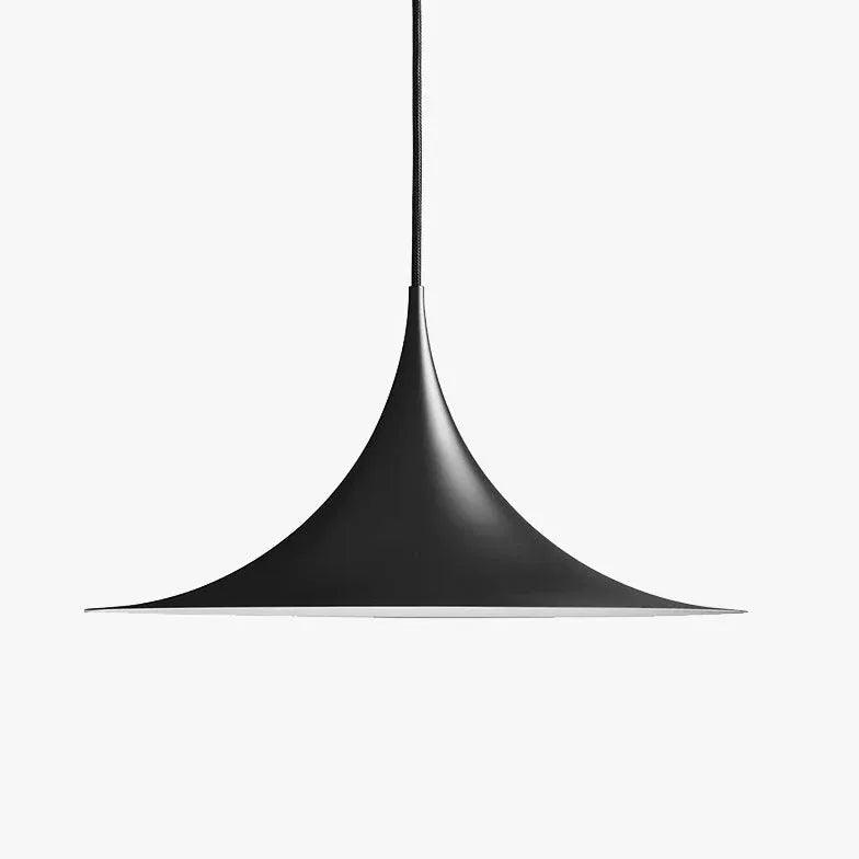 Minimalistyczna czarna lampa wisząca w kształcie trąbki | boxzora