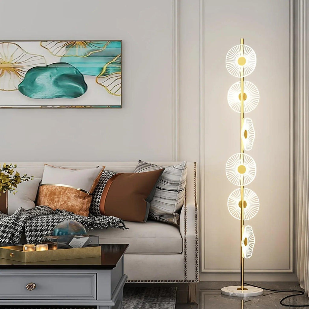 مصباح أرضي بتصميم ورقة اللوتس بإضاءة LED لغرفة المعيشة | boxzora