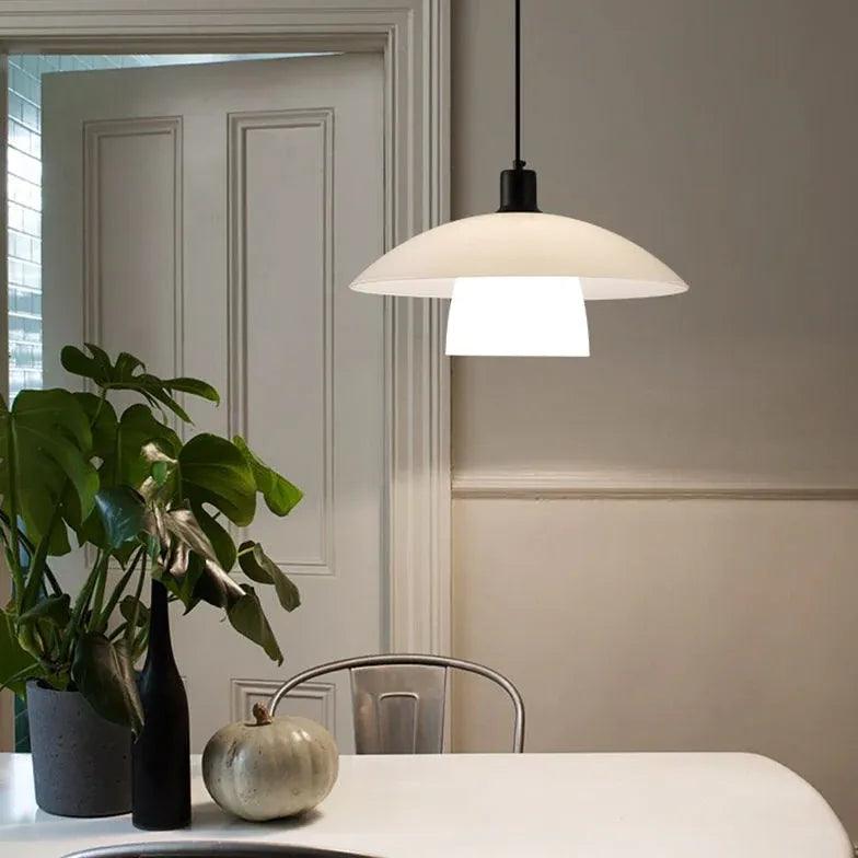 Candeeiro suspenso LED de vidro opalino para sala de jantar | boxzora