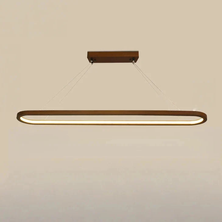 Nordisk oval pendellampe i tre, dimbar, til spisestue | boxzora