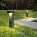 Minimalistisk utendørs pullertlampe i metall for hagen, solcelledrevet | boxzora