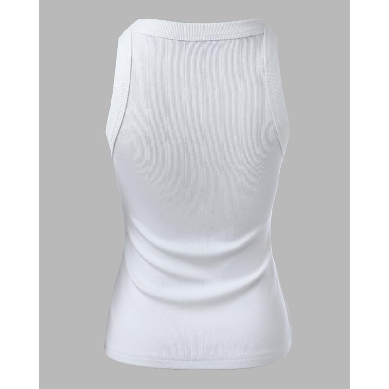 Camiseta de tirantes ligera de canalé para mujer, con espalda deportiva