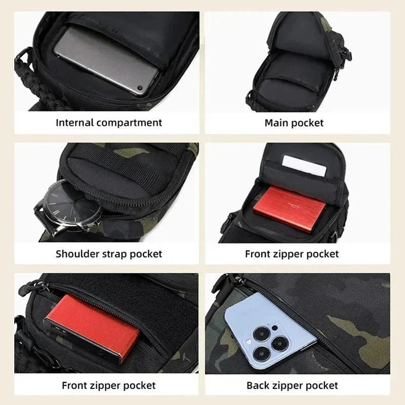 MOLLE-bröstväska – lätt, storleksjustering med tryckknapp