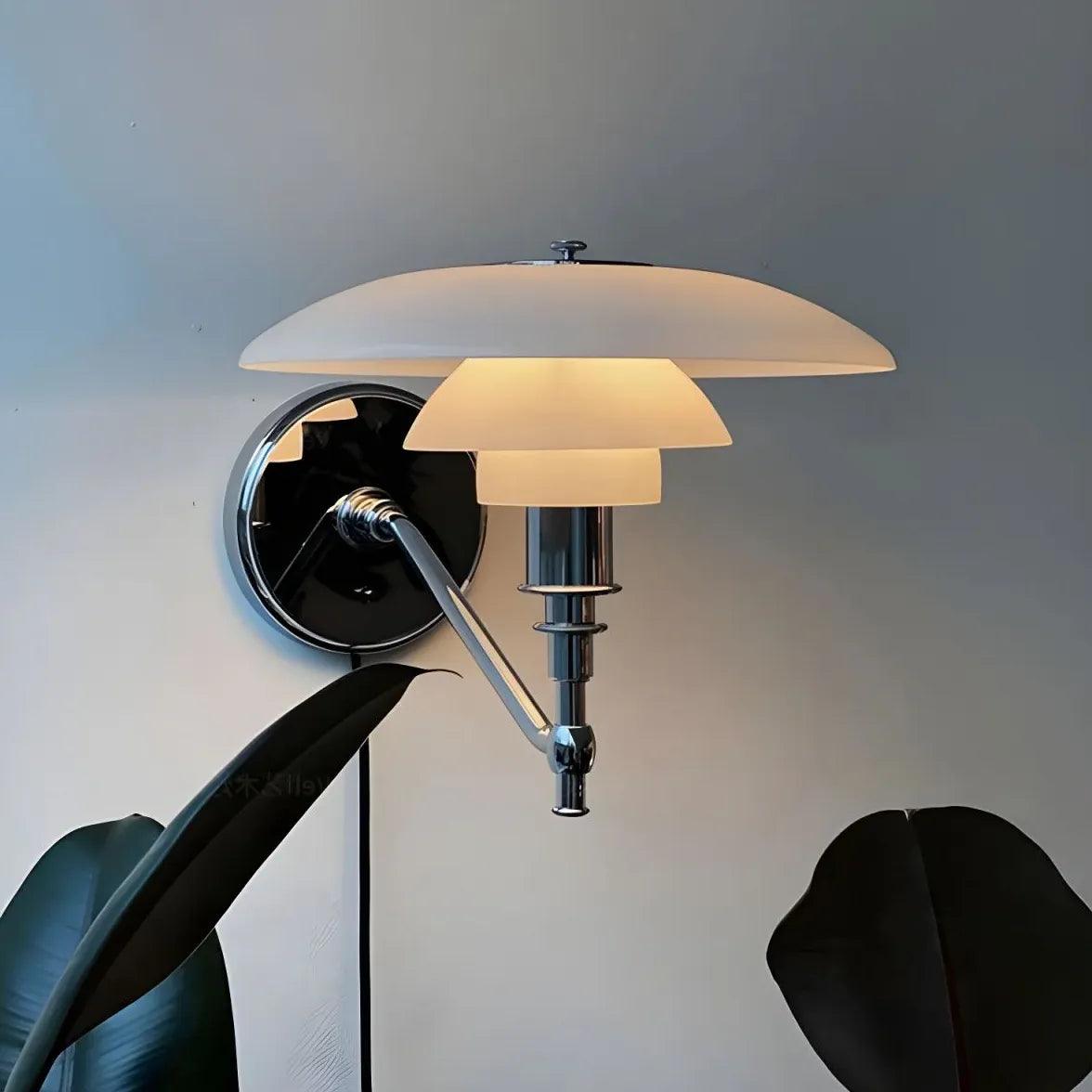 Moderne hvite innendørs vegglamper i metall med flere glasslag | boxzora
