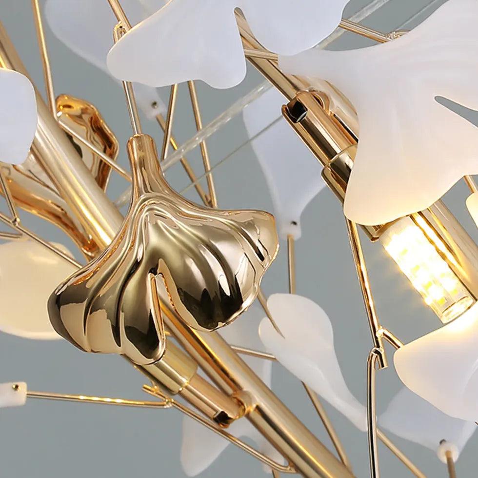 Suspension de luxe en forme de feuille de ginkgo pour salon | boxzora