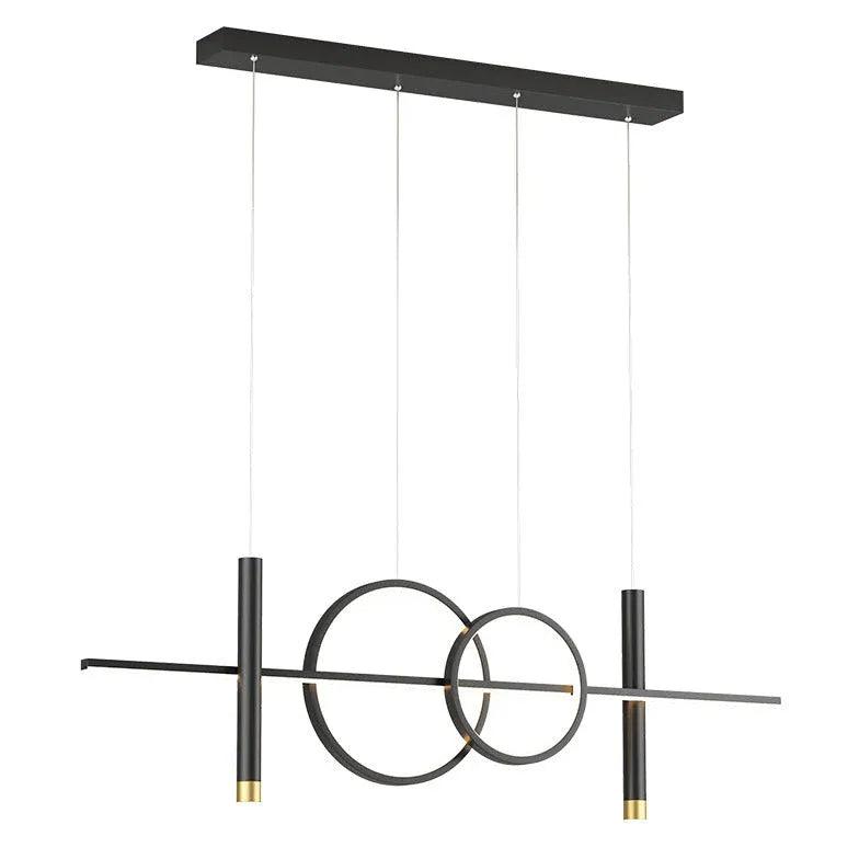 Candeeiro pendente preto simples em forma de anel linear | boxzora
