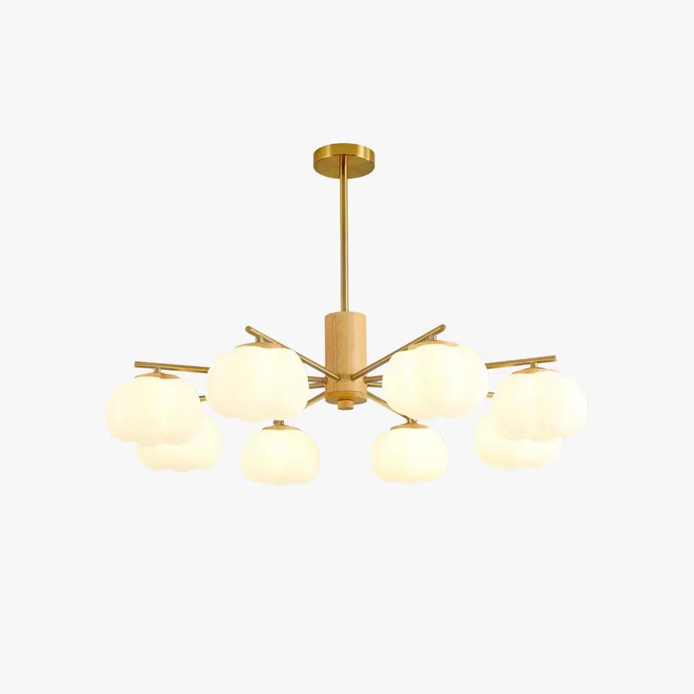 Lámpara colgante moderna de madera color crema y algodón | boxzora