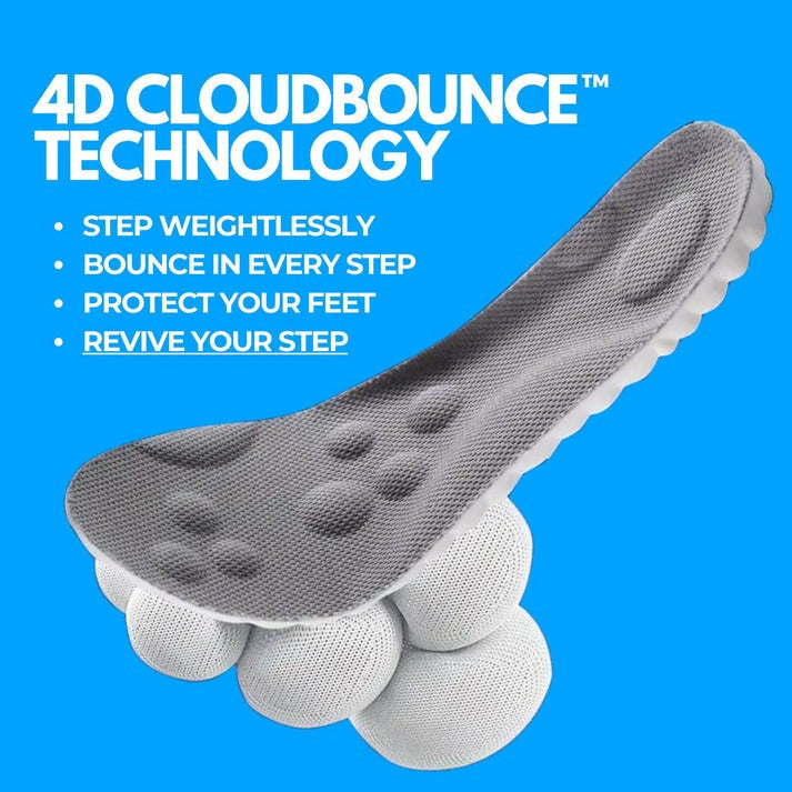Solette in memory foam CloudSole — Supporto dell'arco plantare CloudBounce 4D, comfort ortopedico, sollievo dal dolore