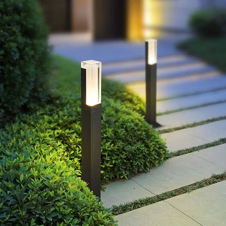 Minimalistiske vanntette svarte pullertlamper i akryl | boxzora