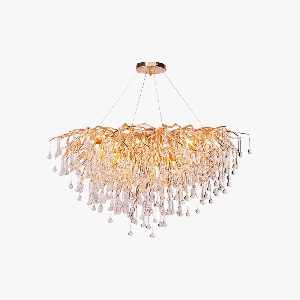 Luksuriøs gullfarget krystallkrone med grendesign | boxzora