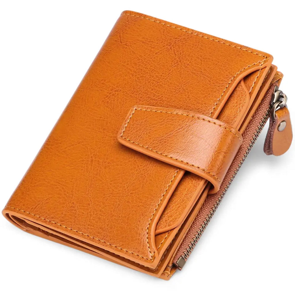 Portofel din piele naturală cu protecție RFID — design compact și multifuncțional