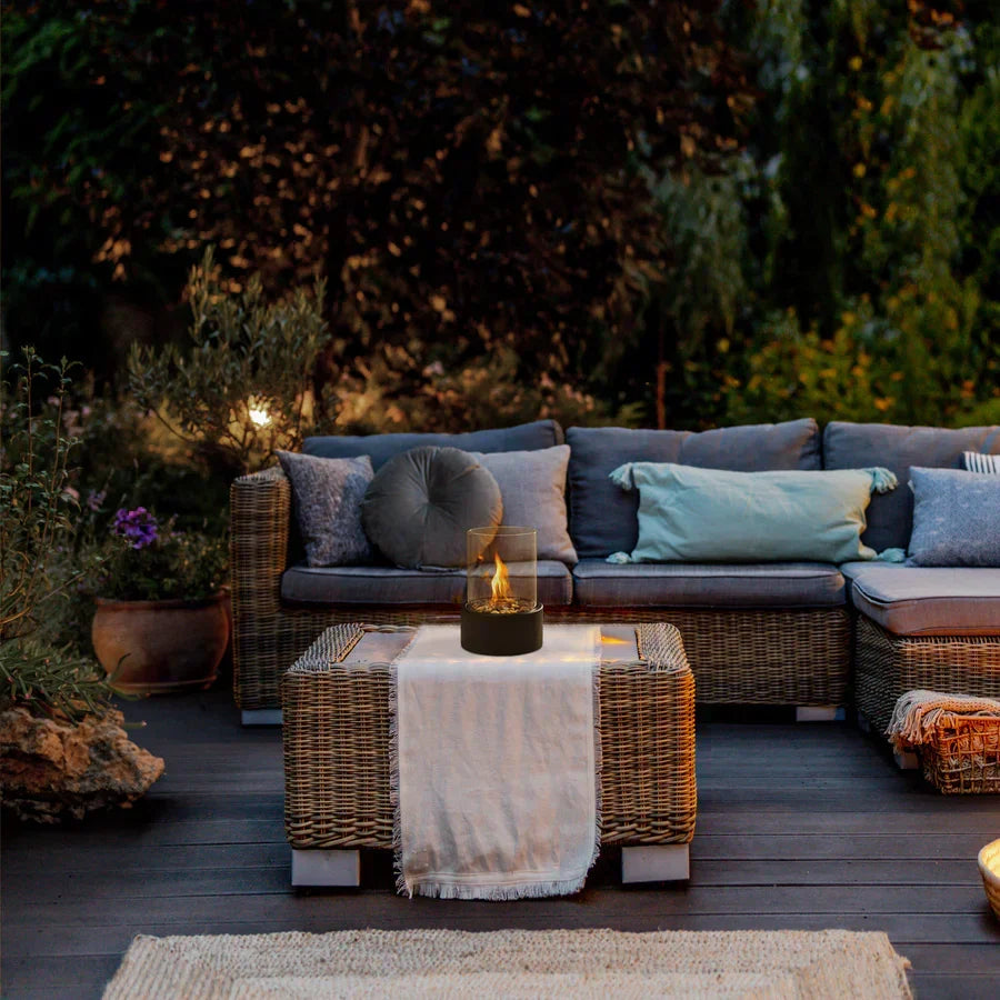 Tabletop Ethanol Burner Fireplace — Glass Flame Enclosure