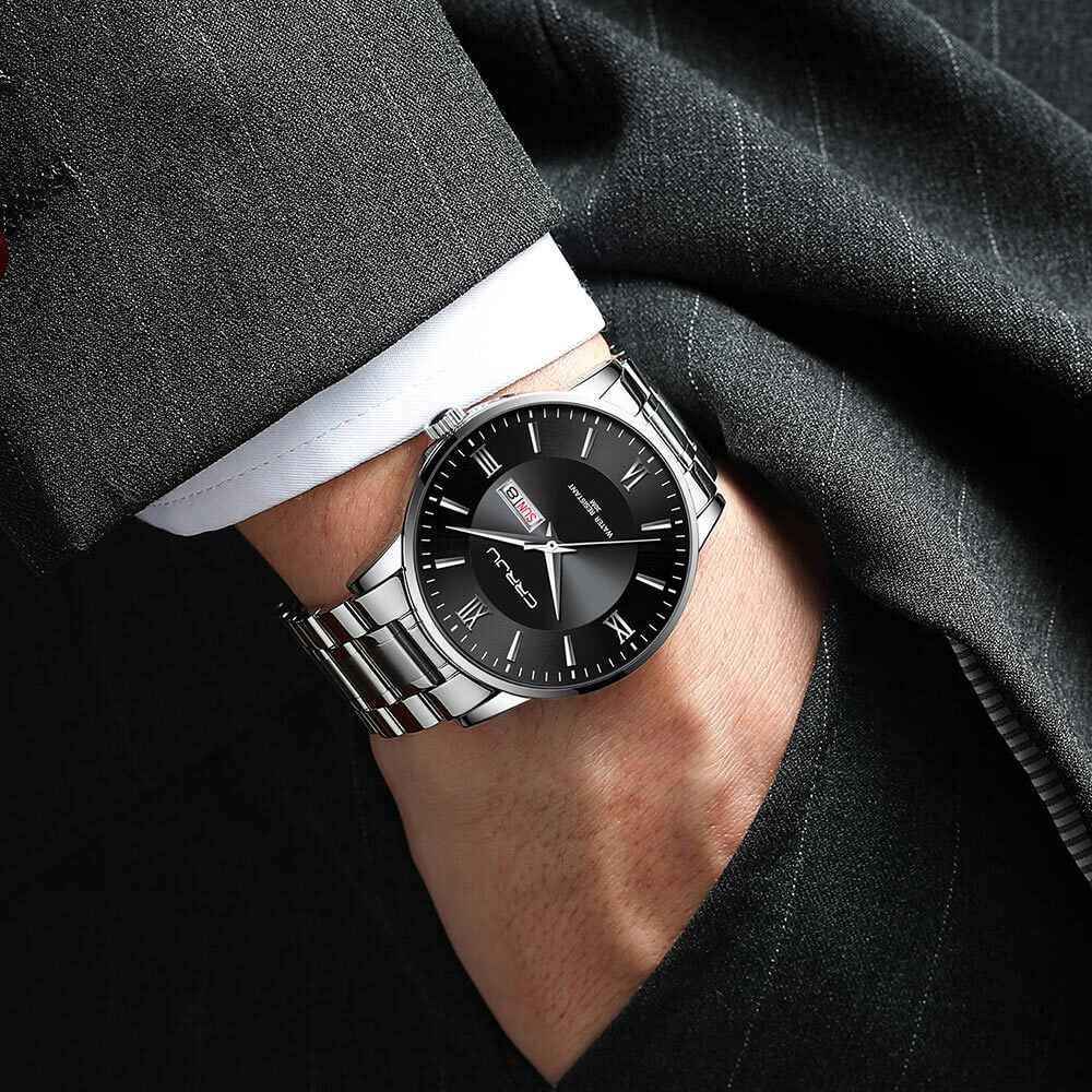 Reloj cronógrafo de cuarzo de lujo para hombre – Reloj deportivo de acero inoxidable resistente al agua