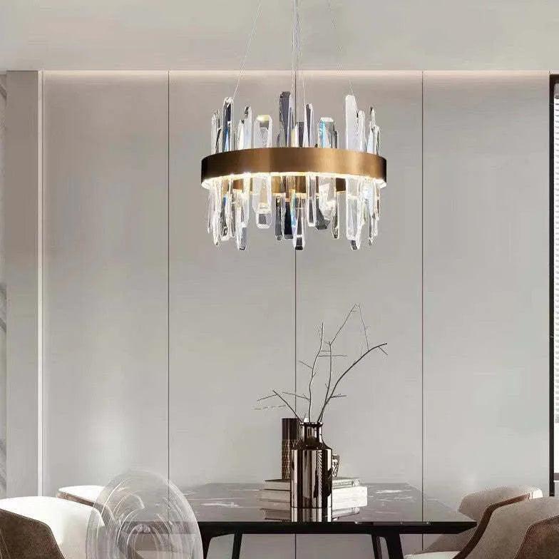 Lámpara colgante circular de cristal de lujo para comedor | boxzora
