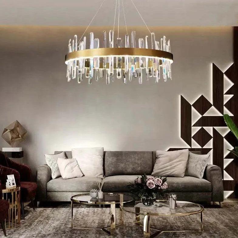 Lámpara colgante circular de cristal de lujo para comedor | boxzora