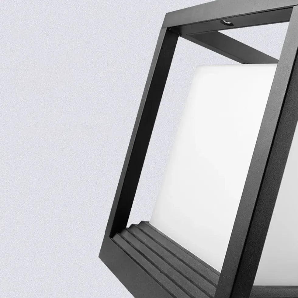Minimalistisk, vanntett utendørs søylelampe i firkantet design | boxzora