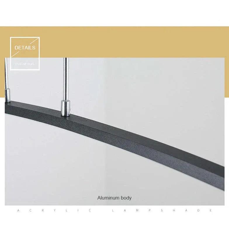 Minimalistische schwarze Bogen-Pendelleuchte mit linearem Profil | boxzora