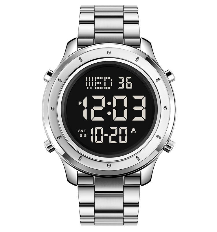 Men's Multifunction Electronic Watch — 47mm Round Dial, 30m Waterproof