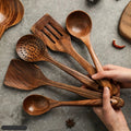 Natural Teak Wood Kitchen Set — Unique Grain Patterns