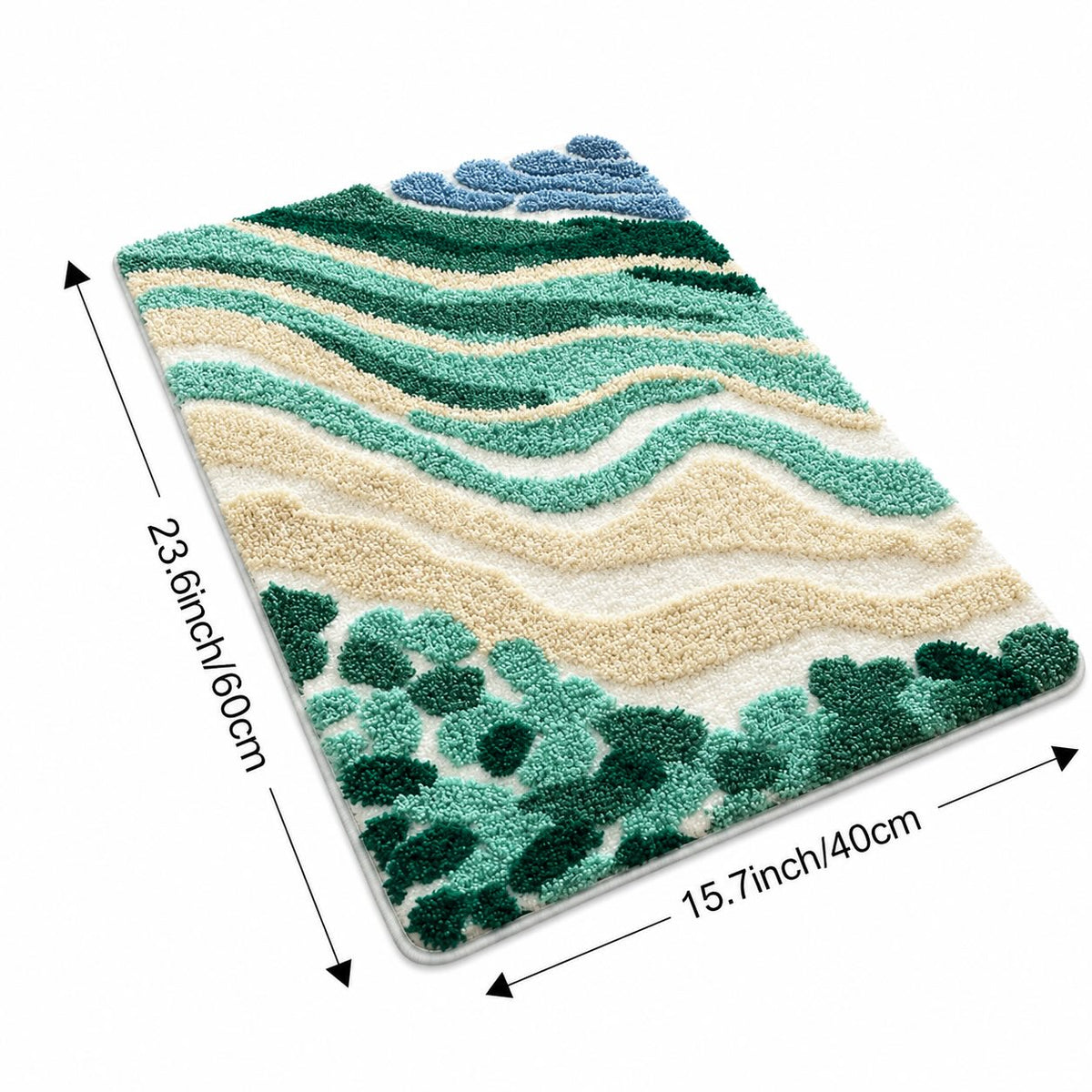 Modern Wavy Microfiber Bath Mat — Absorbent Texture, Secure Non-Slip Backing