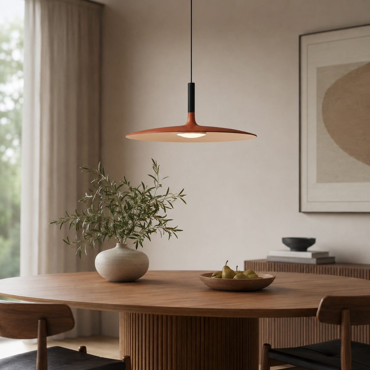 Modern pendellampa i betong — fast ansluten, dimbar LED-hängarmatur