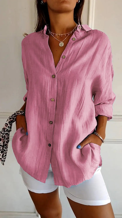 Chemise longue plissée à col cranté