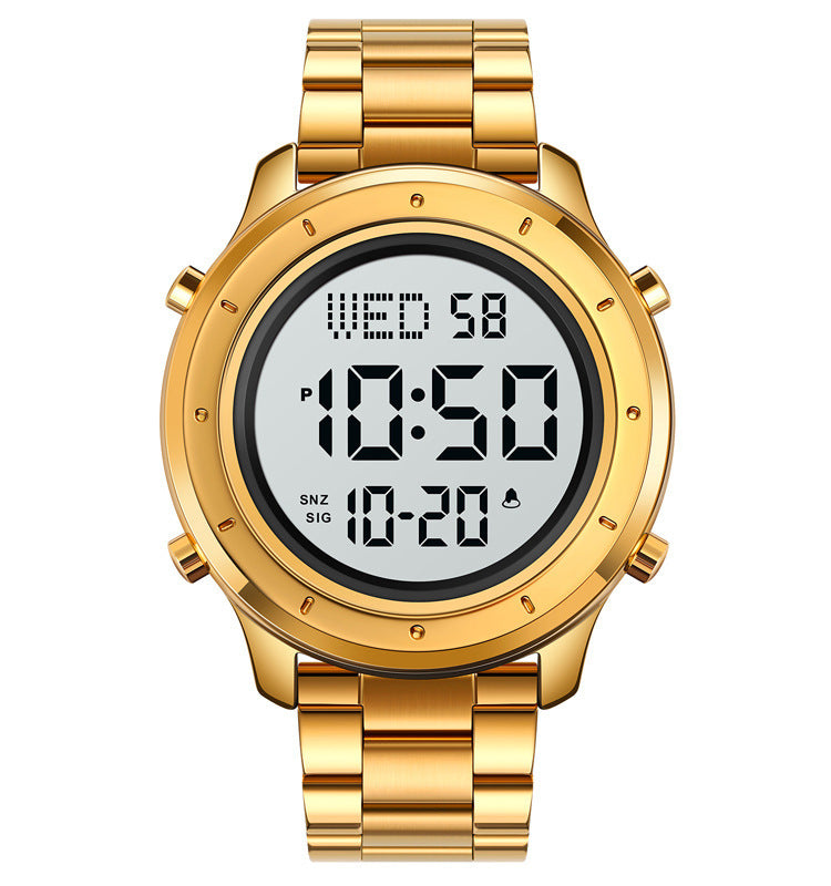 Men's Multifunction Electronic Watch — 47mm Round Dial, 30m Waterproof