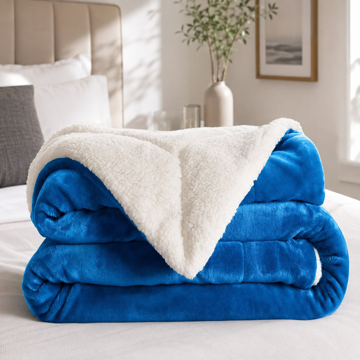 Coperta reversibile in pile sherpa — Grande formato, morbida, soffice e calda