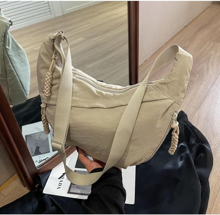 EVERCARRY Nylon schoudertas — slimme vakken, geweven textuur