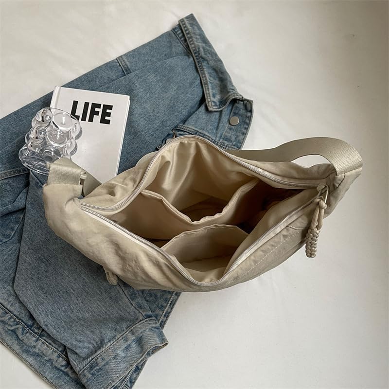 EVERCARRY Nylon schoudertas — slimme vakken, geweven textuur