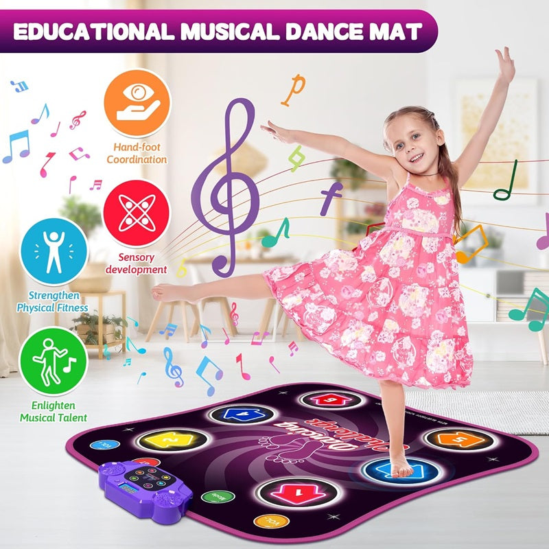 Interactive Dance Mat — 5 Challenge Levels, Built-In Games, Bluetooth Audio & LED Lighting