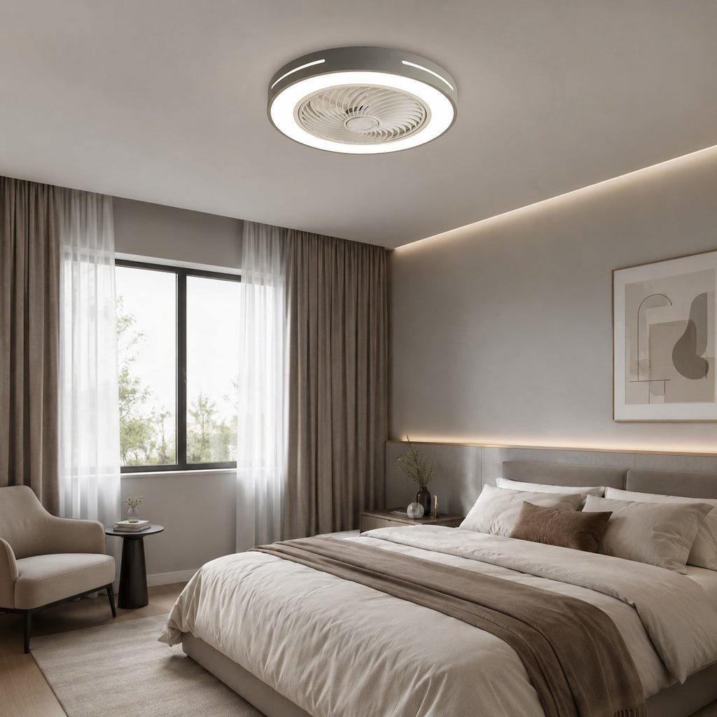Moderner flügelloser Deckenventilator – Flächenbündige Eisenmontage, 72W LED-Leuchten, verstellbar