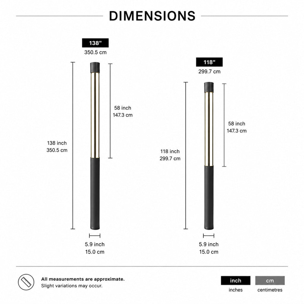 Moderne Aluminium-Pollerleuchte – Zylindrische Bodenmontage, Outdoor-LED, wasserdicht, 3000K warmweiß