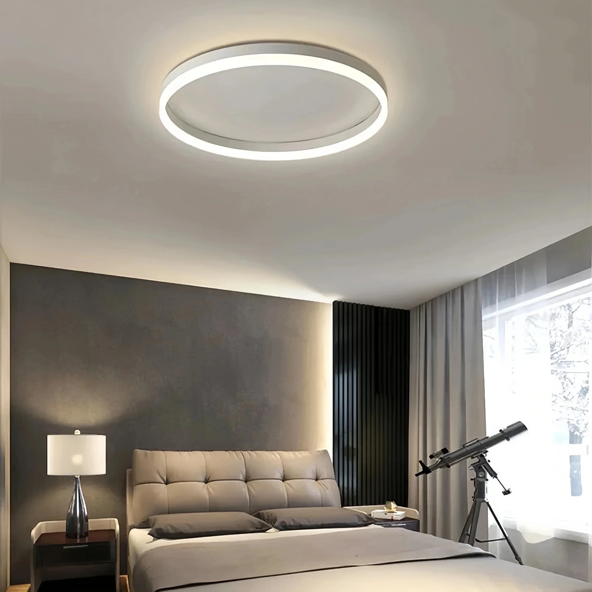 Minimalist Ring Flush Ceiling Mount Light Dimmable for Bedroom | boxzora