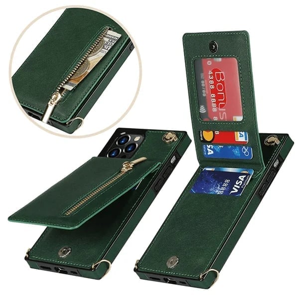 Casetic  iPhone Wallet Case — 11-Card Capacity, Zippered Pocket & Cash Slot