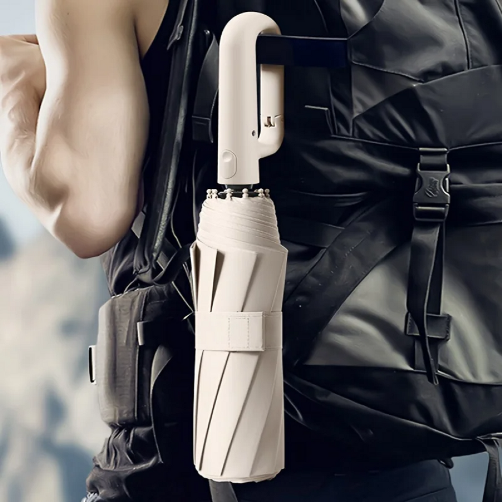 Automatic Compact Folding Umbrella — Wind-Resistant, Large Buckle Handle, Durable Construction